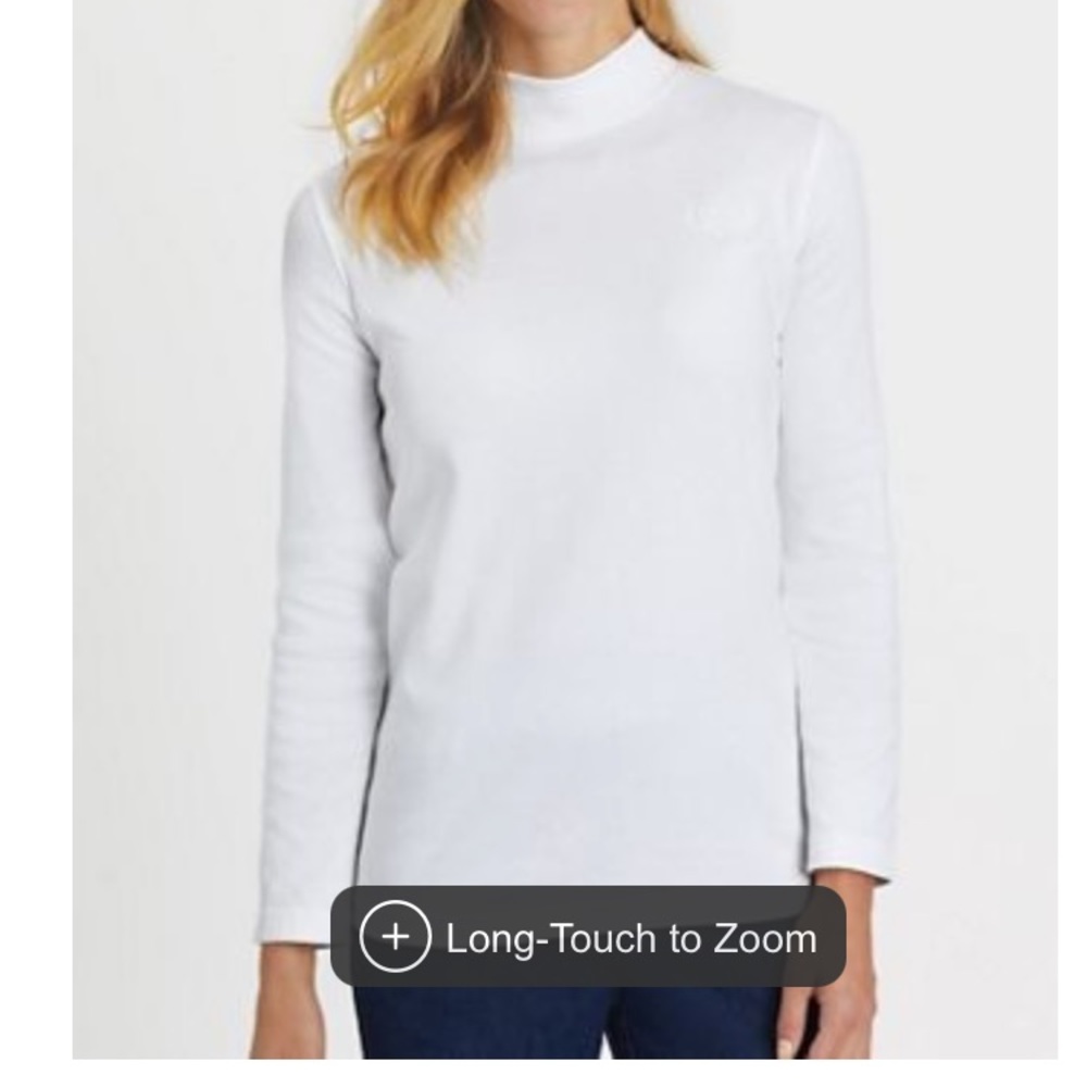 Small white mock turtleneck by Blair